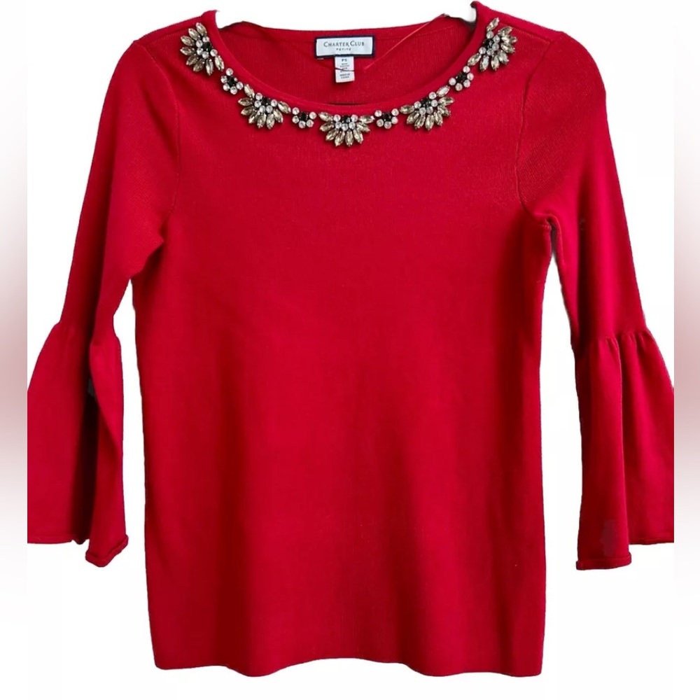 Charter Club Red Sweater Beautiful!  Petite Small